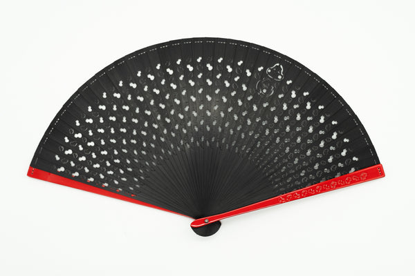 [With fan case, high-quality paulownia box] Bamboo fan, gourd (red)